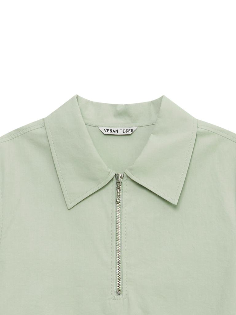 Vegan Tiger Cotton Shirt Mini Dress (Mint)