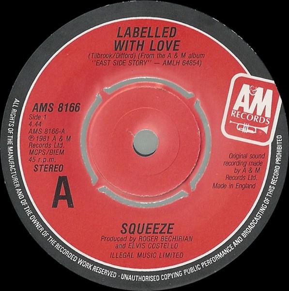 7-дюймовая пластинка SQUEEZE - Сделано с любовью AMS8166 A&M Records 1981 Великобритания Рок Б/У