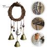 Door Knob Witch Bell Home Protection Handmade Hanging Brass Bell Wishing Bottle Rattan Wreath Witchcraft Door Hanger Wicca Wind Chime Decoration