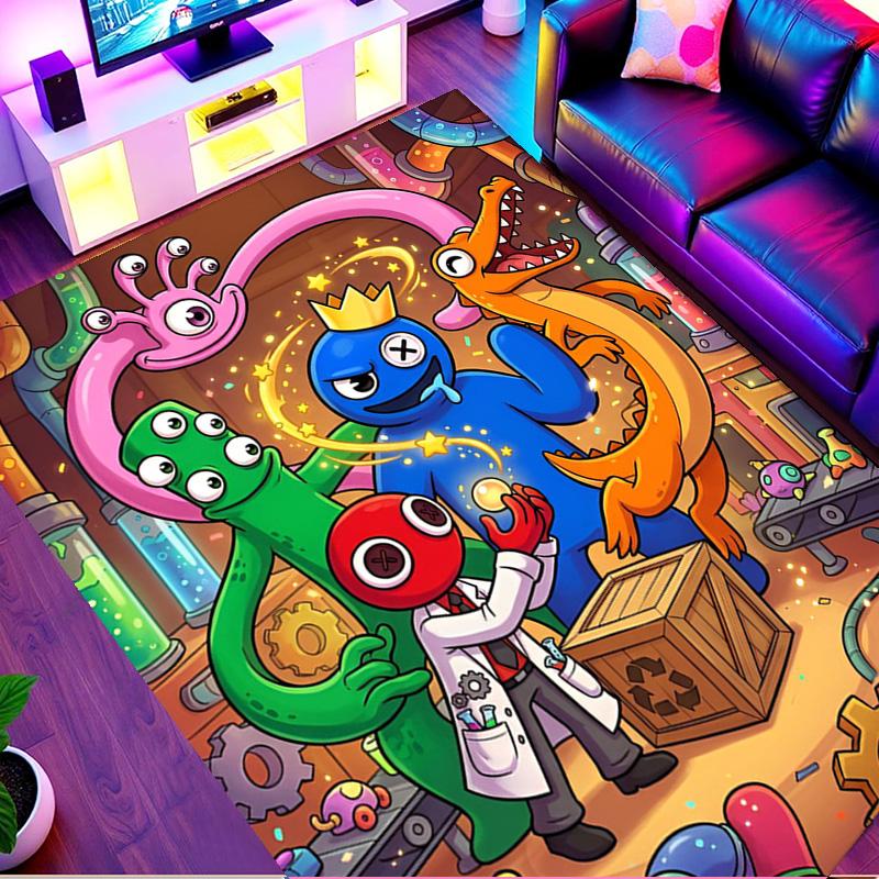 Game Rainbow Friends Print Rug, Washable Floor Carpet, For Entryway Dorm Laundry Room Office Study, Home Decor Birthday Christmas Gift