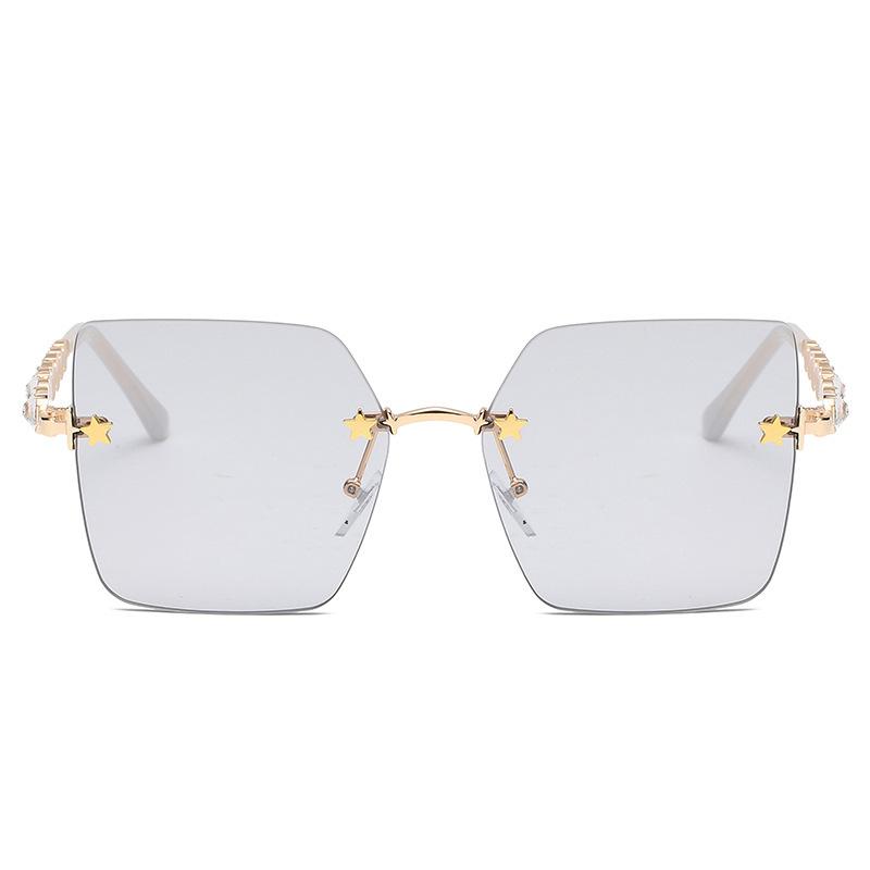 2024 Uv400 Unique Vintage Retro Custom logo square Metal Frame Rimless Shades New Trendy Fashion Sunglasses