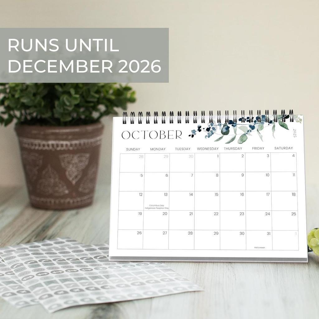 Aesthetic Desk Calendar 2026 - Runs until December 2026 - Beautiful Small Flip Desktop Calendar for Easy Organizing