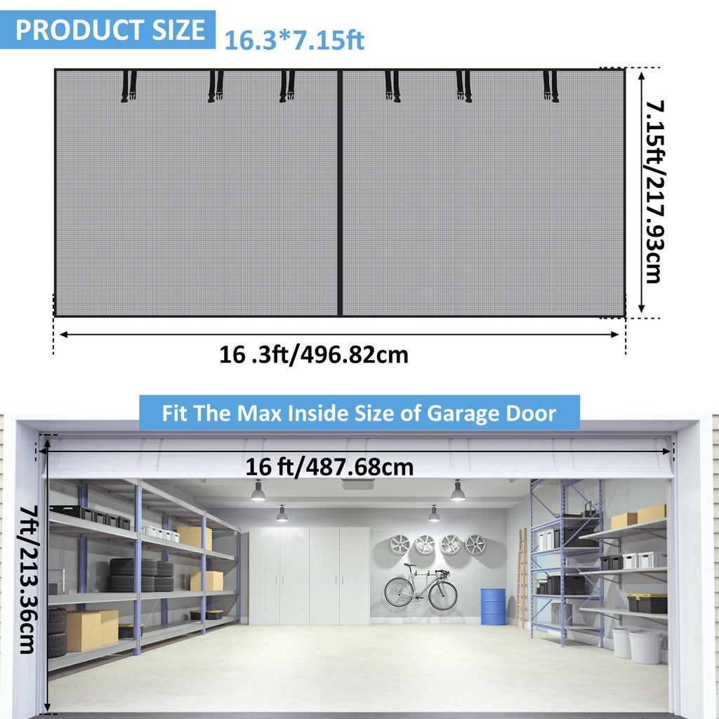 Магнитная дверная сетка Летняя магнитная шторка-сетка 16X7 футов Магнитные гаражные экранные двери Москитная сетка на заказ для патио балкона