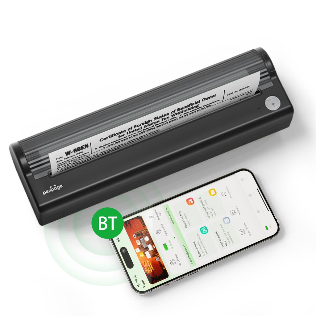 PeriPage A4 Paper Printer Direct Thermal Transfer 304dpi Wireless Printer Mobile 210mm Mini Mobile