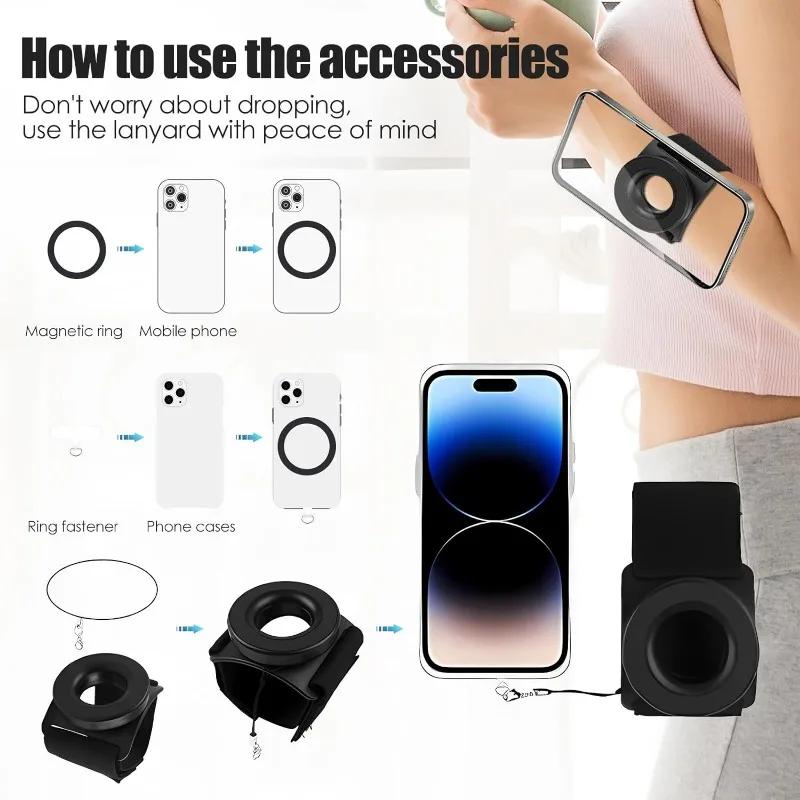 Сильный магнитный присоска держатель для телефона для бега держатель для мобильного телефона ремешок на запястье предназначен для iPhone 15 Pro Max Samsung