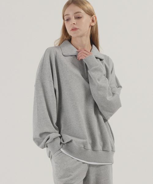 PIANER Essential Oversized Half-Zip Sweatshirt (Melange)