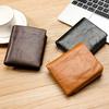 Trifold Retro RFID Leather Wallet for Men - Short Anti-Theft with Multiple Card Slots
