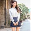 Women Mini Pleated Skirt Casual Loose Plaid Skirt Korean Style A-Line Skirt High Waist Skirt