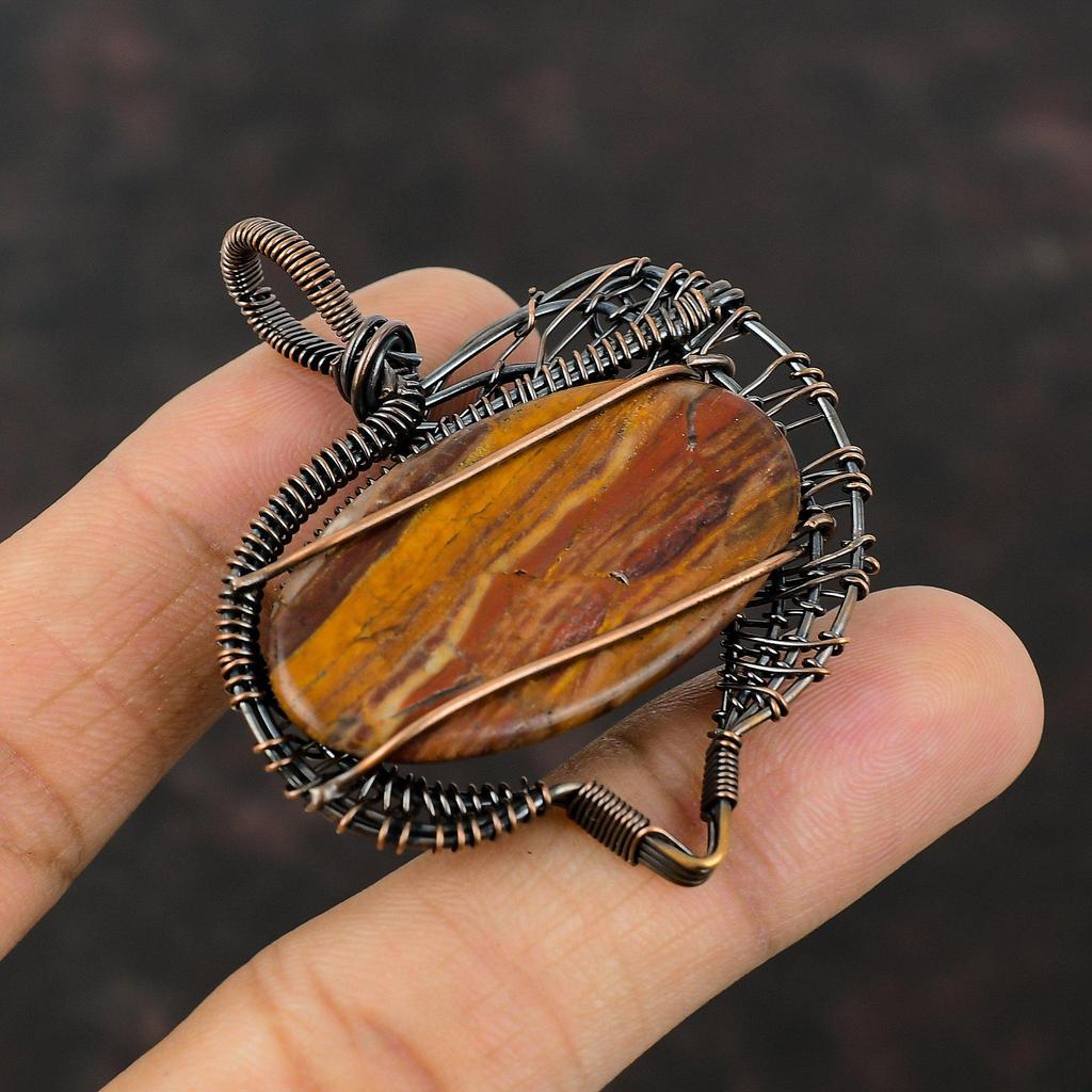 Red Snakeskin Jasper Pendant Copper Wire Wrapped Pendant Real Gemstone Copper Jewelry Handmade Pendants Gift For Bridal Wire Wrapped Jewelry