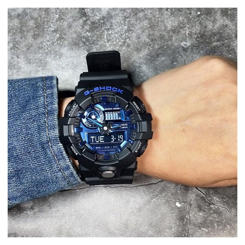 Casio G-SHOCK Серия Тематическая Модные Цветные Водонепроницаемые и Ударопрочные Двойной Дисплей Спортивные Наручные Часы Рекомендация для Активного Отдыха Кварцевый Механизм GA-710-1A2PR