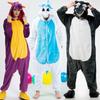 Kigurumi Unicorn Pink Blue Unicorn Wolf Cartoon Flannel Pajamas Women Men Sleepwear Onesies Jumpsuits Animal Cosplay Costumes