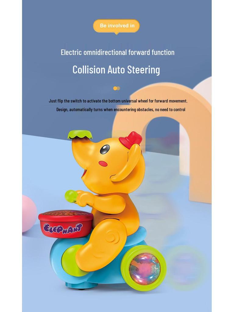 Musical Elephant Toy Motorcycle with Lights & Hovering Ball