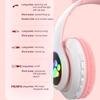 Cute Cat Ear Bluetooth Compatible Headset with LED Wireless Headset Children Girls Stereo Folding Sports Headset with Microphone