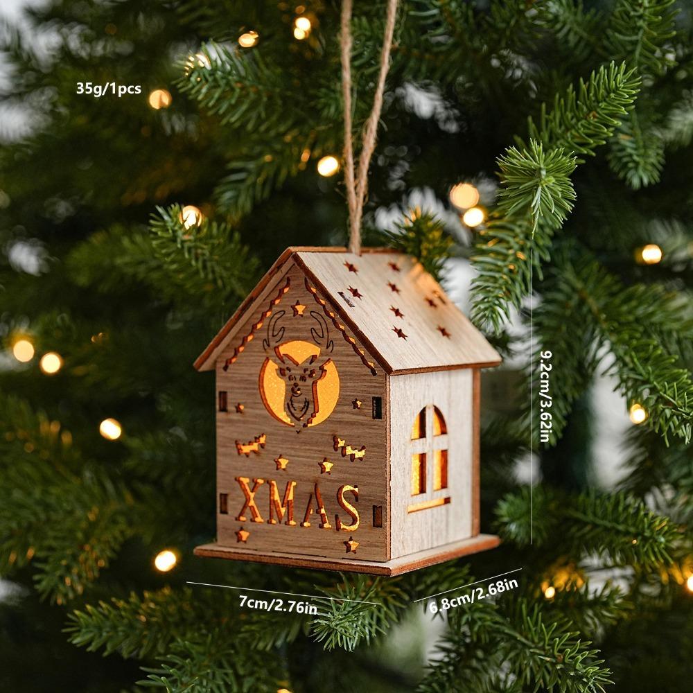 House Shape Christmas House Ornament With Light Christmas Decor Hanging Charm Table Display