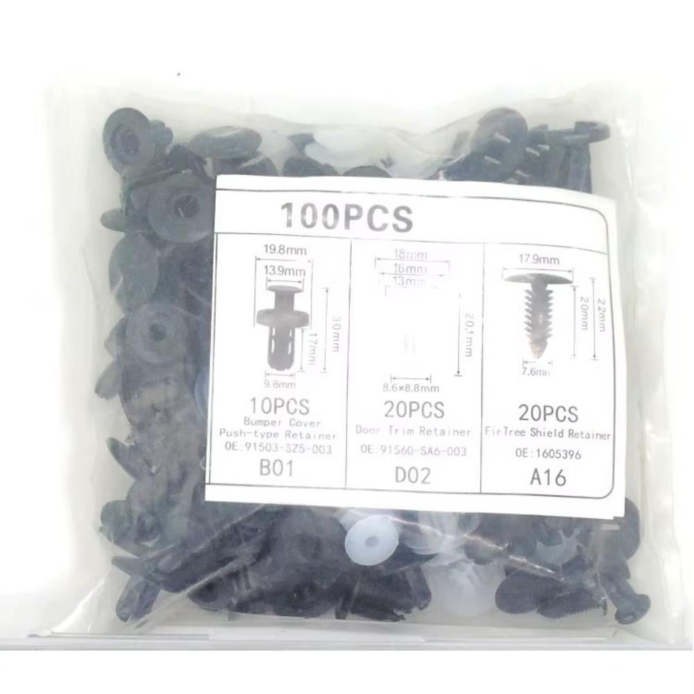 100Pcs Auto Fastener Clip Mixed Car Body Push Retainer Pin Rivet Bumper Door Trim Panel Fastener Kit Car Clips Box or Bag Packag