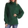 Women's Autumn/winter Twisted Floral Knitted Chunky Long-sleeved Solid Color Turtleneck Sweater