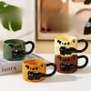 Creative Black Cat Mug Cat Stacking Cup  Office Home Coffee Cup  High Looking Embossed Ceramic Cup
