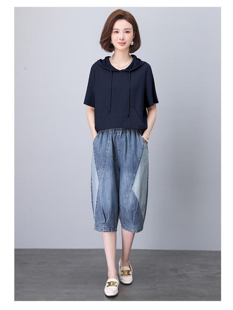 2025 Летние Женские Повседневные Свободные Джинсовые Шорты с Цветными Блоками