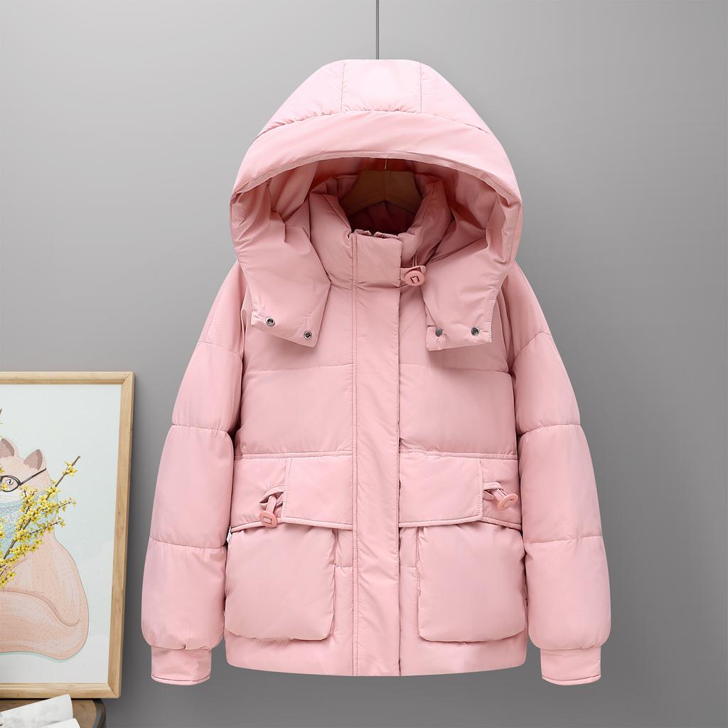 Короткое хлопковое пальто для женщин на зиму, куртка с капюшоном