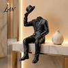 Sitting Figure Sculpture 3D Printed Gentleman Ornament, Minimalist Abstract Faceless Figurine, Elegant Shelf Edge Figurine Aesthetic Art for