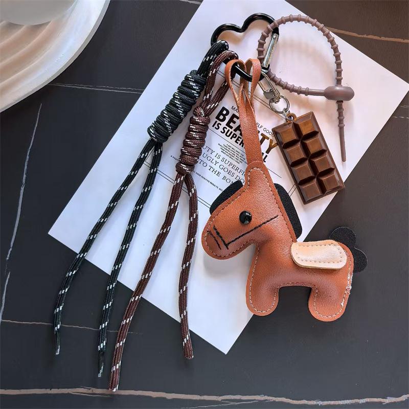 3D Милый Животный Брелок Креативный Брелок-Подвеска в Форме Лошадки Талисман Года Лошади Декорация Плетеная Веревка Шоколадный Брелок Подарок