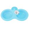 Pet Cat Dog Puppy Double Bowl Hanging Food Water Feeder For Crate Cage Small (Blue)