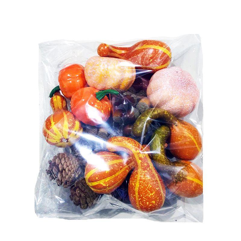 Изысканный набор искусственных тыкв из пенопласта на Хэллоуин с реалистичными реквизитами в виде сосновых шишек