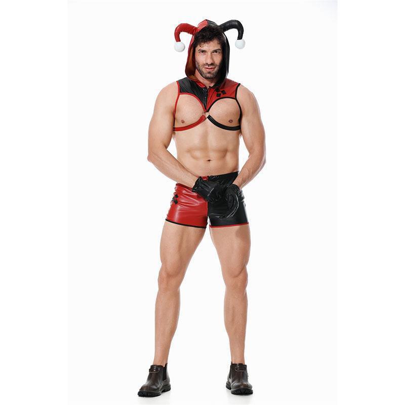 Mens Halloween Clown Costume Set Tight Bodysuit With Gloves Cosplay Party Stage Performance