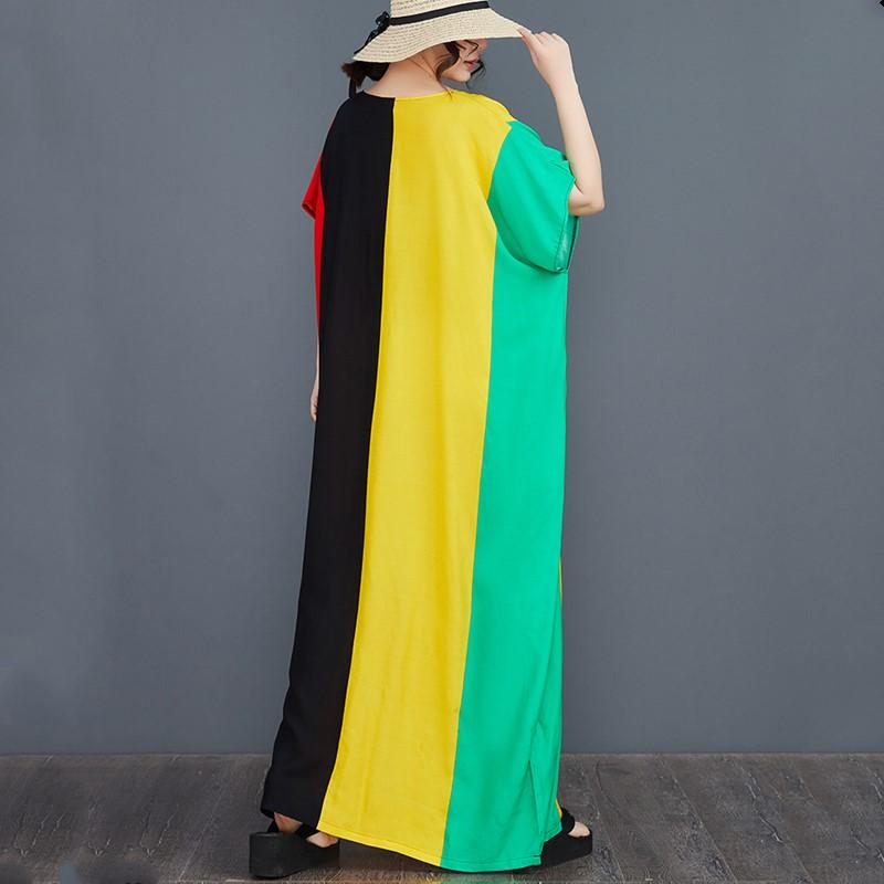 Винтажное новое платье больших размеров с коротким рукавом для женщин, повседневное свободное длинное летнее платье макси