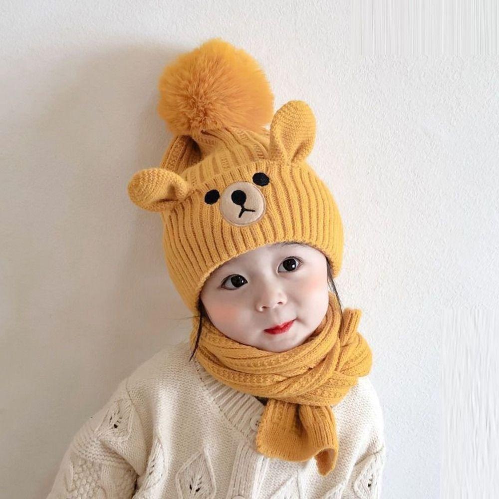 Neck Warmer Hat Scarf Sets Winter Warm Children Knitted Hat Fashion Knitted Cap Suit Girl Boy