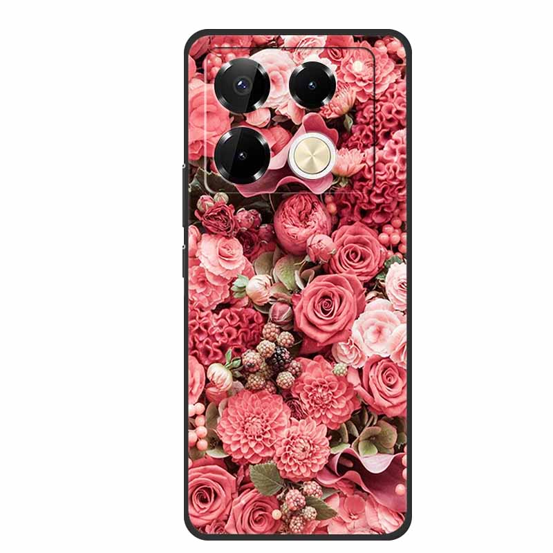 Чехол для Infinix Note 40 Pro 5G, мягкий силиконовый чехол из ТПУ, чехлы для телефона для Infinix Note 40 40pro 4G, Цветочки, Милый Coque Fundas