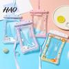 Protective Pouch for Beach Cute Waterproof Phone with Floating Airbag And Lanyard, Clear PVC Cellphone Dry Bag Swimming Underwater Cover Pool,