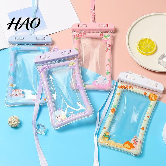 Protective Pouch for Beach Cute Waterproof Phone with Floating Airbag And Lanyard, Clear PVC Cellphone Dry Bag Swimming Underwater Cover Pool,