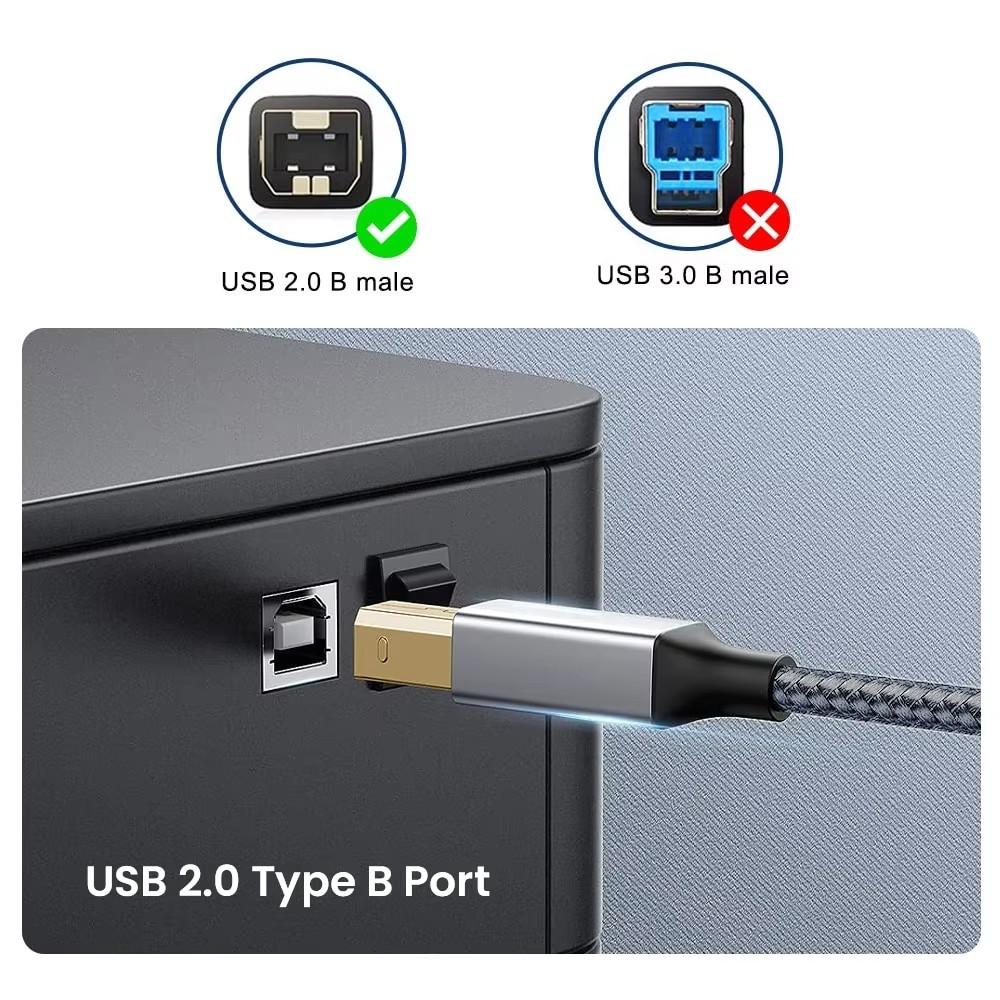 Кабель для принтера SUNROZ USB - USB Type-B Hi-Speed 480Mbps Тканевая оплётка, 3 м (A48753)