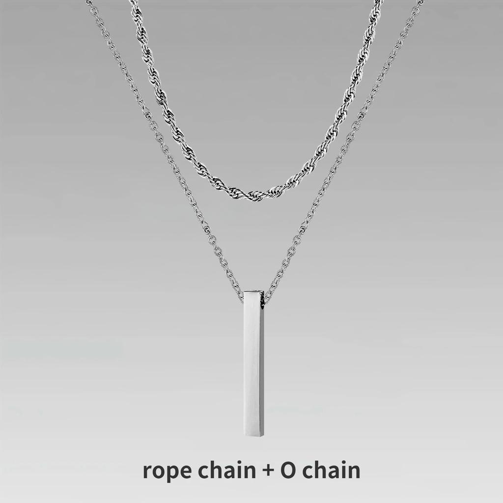 Мужские ожерелья с вертикальными полосками Vnox 3D, многослойная геометрическая подвеска из нержавеющей стали, кубинская цепочка из многослойной пшеничной веревки, ошейник для мальчика