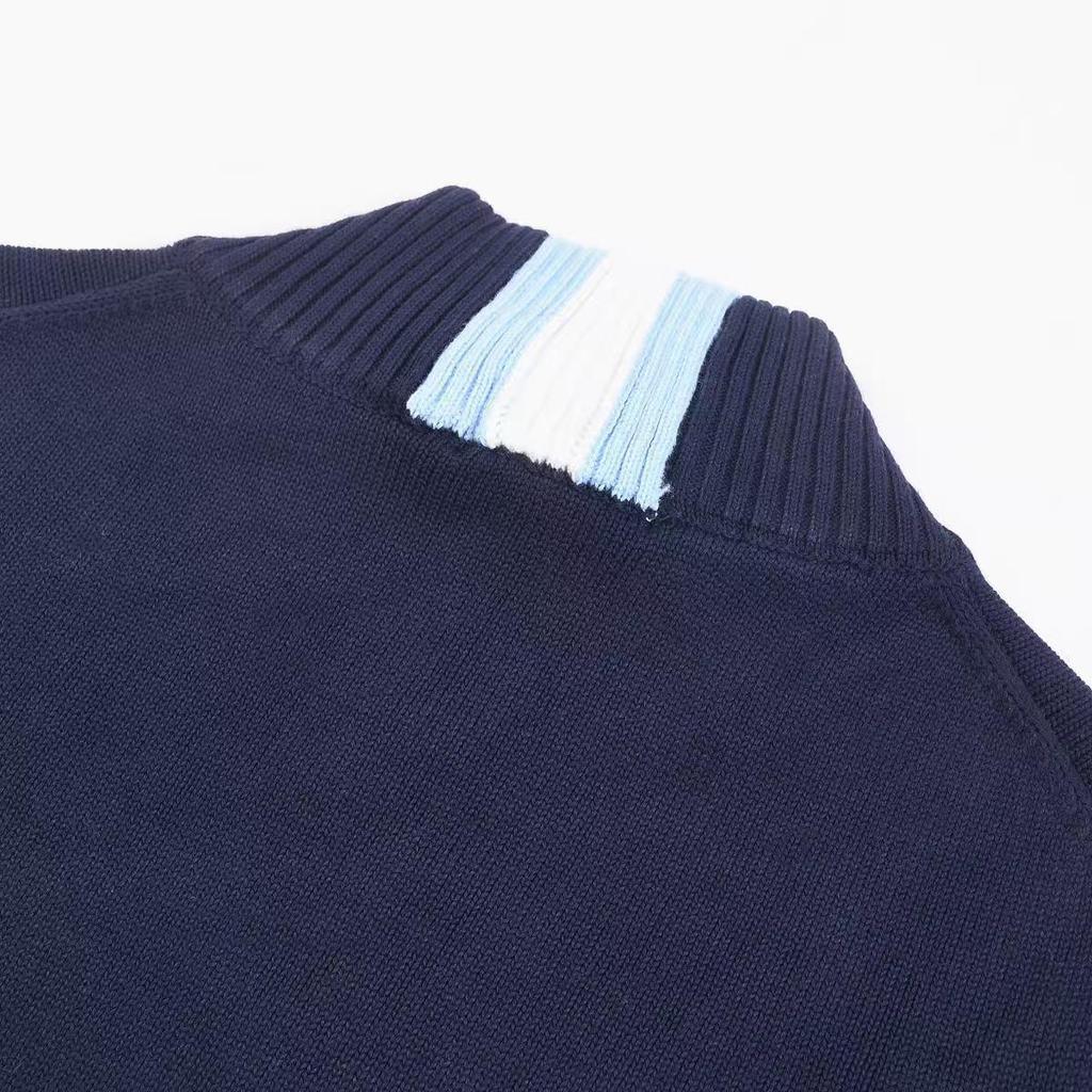 Men's Slim Fit Stand Collar Cardigan Sweater with Small Horse Logo - Spring & Autumn Long Sleeve Knitwear