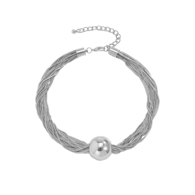 European and American Jewelry Hip-hop Trend Pendant Neck Chain Multi-layer Chain Collarbone Necklace Jewelry Temperament Ball Personality Necklace