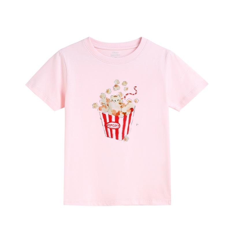 Girls' Fashion Print Short-Sleeve T-Shirt - Casual Summer Top for Kids