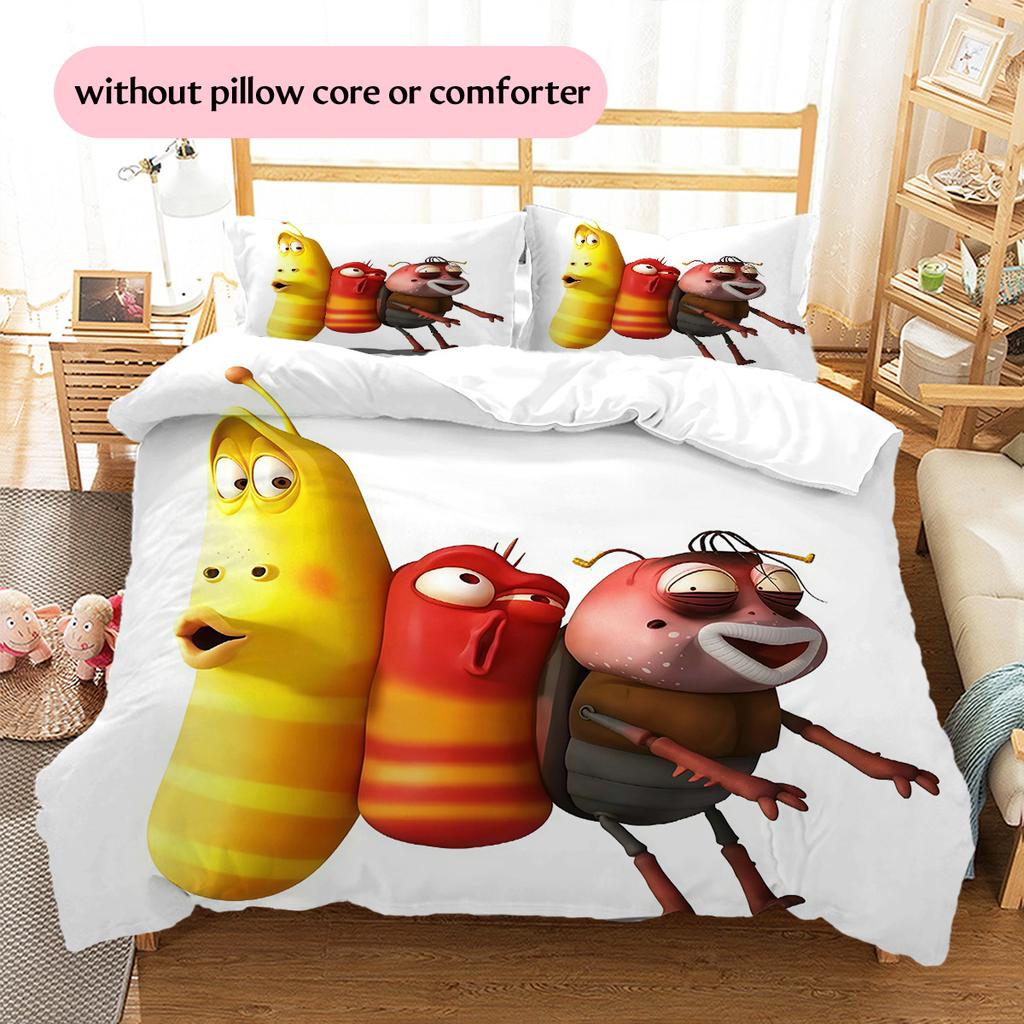 Larva Pattern Bedding Quilt Set Home Decoration Gift (1 * duvet cover + 2 * pillowcase without core)