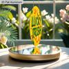 2D Flat Aluminum St. Patrick's Day Lucky Irish Round Aluminum Sign, Metal Hanging Plaque with Shamrock & Ribbon Design, Yellow and Green Irish Themed