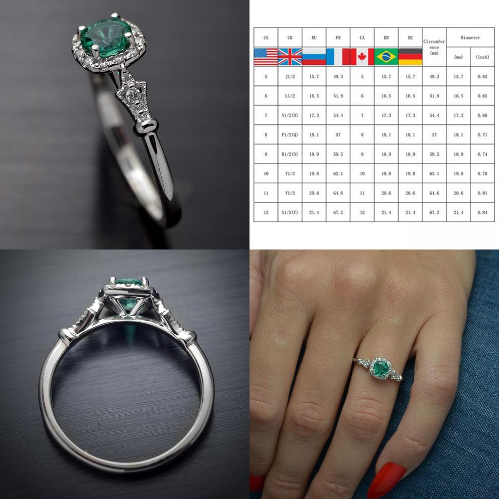 Вневременной дизайн Подушка Гало Зеленое Кольцо Женское Идеальное Свадебное Помолвочное Ювелирное Изделие