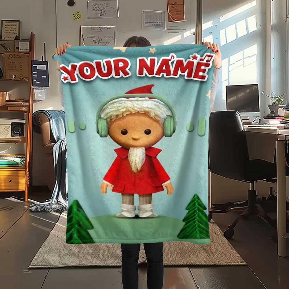 1PC Custom Name Sandmännchen Patterned Flannel Blanket Suitable For All Seasons for Home Decor Warmth and Comfort Gifts Holiday Present