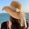 New bow lace straw hat women's summer seaside beach vacation sun hat large brim sun protection hat