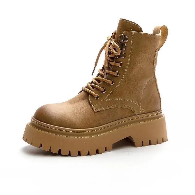 Модные женские ботинки из натуральной кожи, мотоциклетные ботинки для женщин, простроченные короткие ботинки в стиле ретро, женские ботинки из натуральной кожи