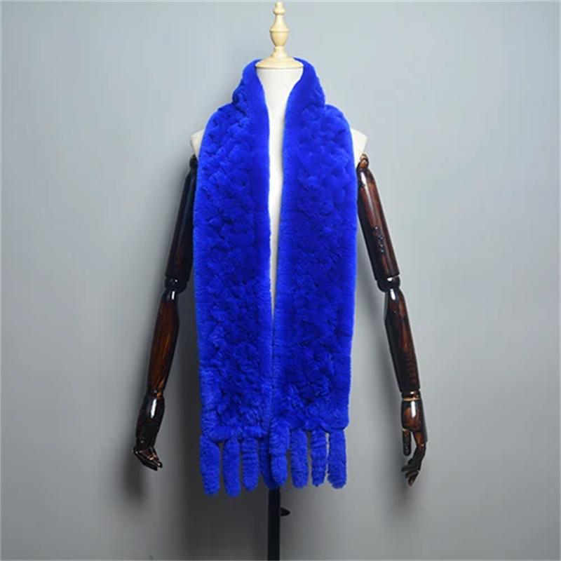 Новый женский шарф из шерсти кролика рекс, длинный шарф из натурального меха, зимний теплый уличный модный шарф из натурального меха