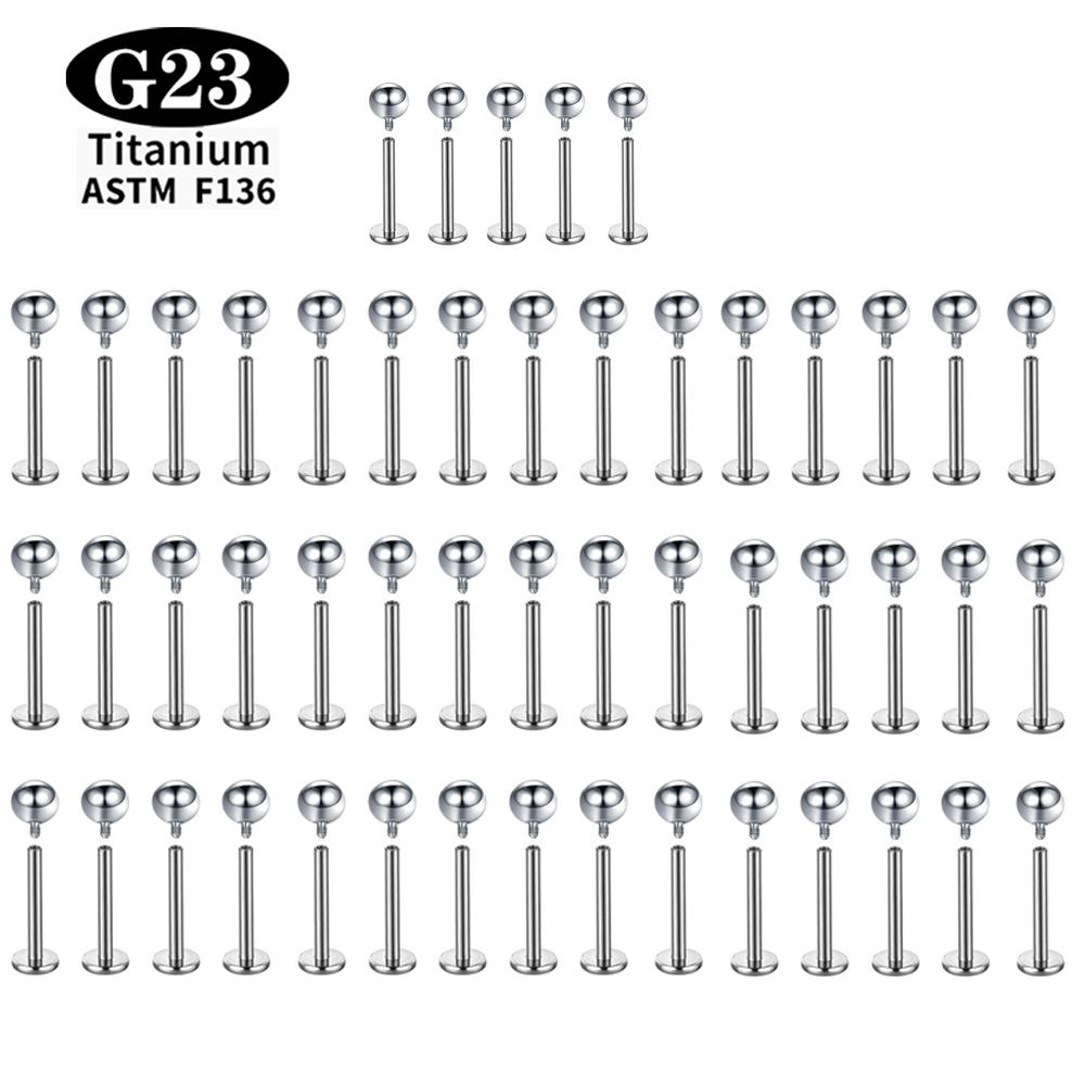 2/10/50/100 ШТ. ASTM F136 G23 Титановые Лабреты Пирсинг Губы Серьги Пирсинг Тело Внутренняя Резьба Шарик Нос Гвоздь
