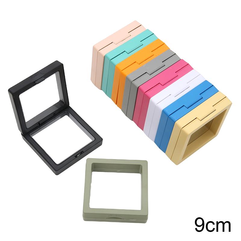 PE Film Colorful Jewelry Storage Box 3D Packaging Case Gemstone Free Stand Floating Frame Membrane