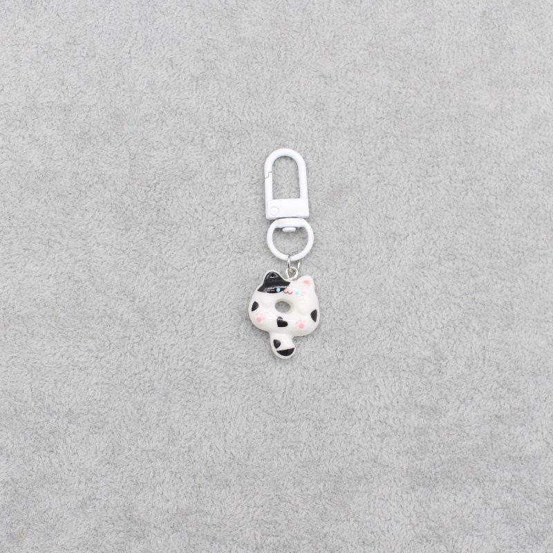 Korean Style Cute Cat Donut Keychain - Cartoon Animal Bag Charm, Simple Pendant Gift for Couples and Besties