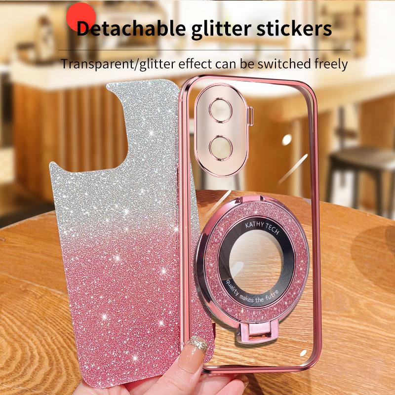 Держатель для кольца Bling, съемная блестящая наклейка, хромированный чехол TPU с подставкой для Honor X9A X9 4G X50i X30i Plus X40i