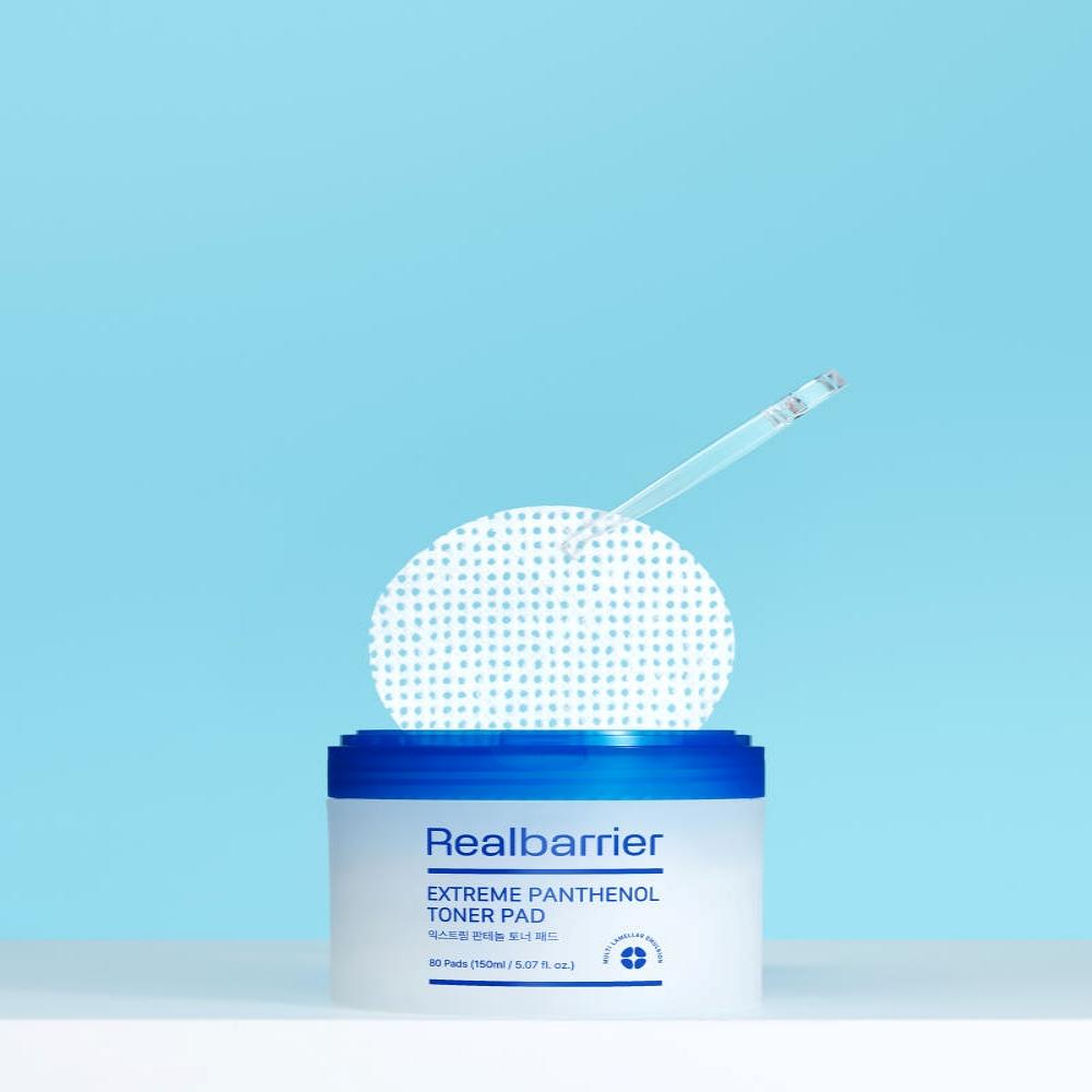 Real Barrier Extreme Panthenol Toner Pad Hydrating Exfoliating Skin Barrier Care 80 Pads 150ml